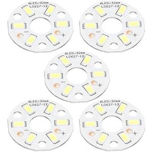 MECCANIXITY COB LED Light Chip Bead 3W 120lm 6000-6500K 32mm 9-11VDC Energy Saving Bulb for Spotlight Floodlight Replacement White 5Pcs
