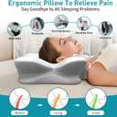 Cervical Pillow for Neck Pain Relief, Ergonomic Neck Pillow for Sleeping, Contour Pillow for Neck Support, Memory Foam Pillows for Reading & Bed Rest Pillows for Side Back Stomach Sleepers(White&Grey)