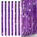 19.7 Inch Clip In Hair Tinsel Fairy Hair Tinsel Kit Clips Clip On Glitter Hair Tinsel Extensions Purple