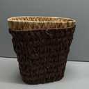 StorageWorks 4.5 Gallon Slim Bathroom Trash Can with Built-in Handles, Decorative Wicker Waste Basket for Bathroom and Bedroom, Office Garbage Cans for Bedroom, Narrow Trash Bin for Decor, Brown and Beige 2 Pack