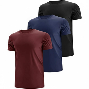 Men's Dry Fit Moisture Wicking 3 Pack Tech Performance Mesh Quick Dry Active Athletic Crew T Shirts, color Red, Black, Blue, Size 4XL