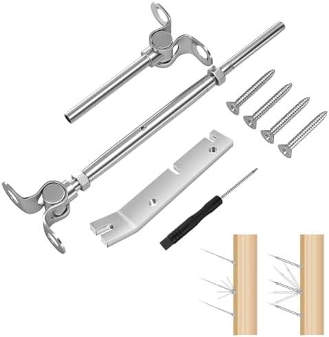 CKE 30 Pairs 1/8" Cable Railing Hardware Kit, Swage Toggle Turnbuckle for Wood Post, T316 Stainless Steel Deck Stairs Cable Railing System, Angle 180° Adjustable Stairs Deck Cable Railing Kit, CR25