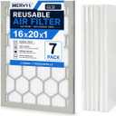 OlitAir 16x20x1 MERV 11 Air Filter,AC Furnace Air Filter,Reusable ABS Plastic Frame, 7 Pack Replaceable Filter Media (Actual Size: 15 3/4" x 19 3/4" x 3/4")
