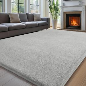 Sour Lemon 8x10 Area Rugs for Living Room, Soft Large Area Rug Fluffy Rugs for Bedroom, Machine Washable Area Rug Non Slip Carpet Rug for Living Room Playroom Kids Room Home Decor (Light Grey)