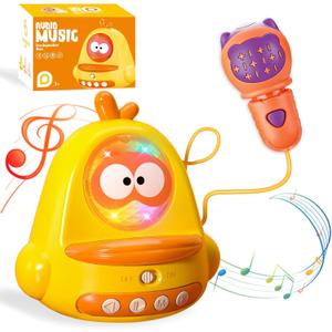 Easter Basket Stuffers for Kids, Easter Toys Mini Karaoke Machine Chick Gifts for Kids 3+, LED Portable Bluetooth Speaker with a Microphone for Toddlers Boys Girls