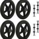 4 Pack Walker Wheels, 6 Inch Walker Replacement Front Wheels with Screw Rods, Rubber Rollator Replacement Wheels for Compatible Walkers, Rollators, Wheelchairs and Mobility Accessories