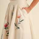 Women Floral Embroidery Dress Sleeveless 2 Piece Tank Top and Skirt Loose Fit Boho Dress, S