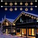 Minetom Snowflake Christmas String Lights - 2 Pack 6 Drops 8 Ft. 100 Mini Bulb Snowflake Icicle Lights with Hooks Connectable Hanging Lights for Xmas Rooftop Home Indoor Outdoor Party Wedding