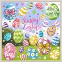 DIYDEC 6 Sheets Easter Window Clings Large Easter Eggs Window Decals Oil Painting Eggs Flowers Stickers for Home Office School Decor Spring Glass Window Decoration