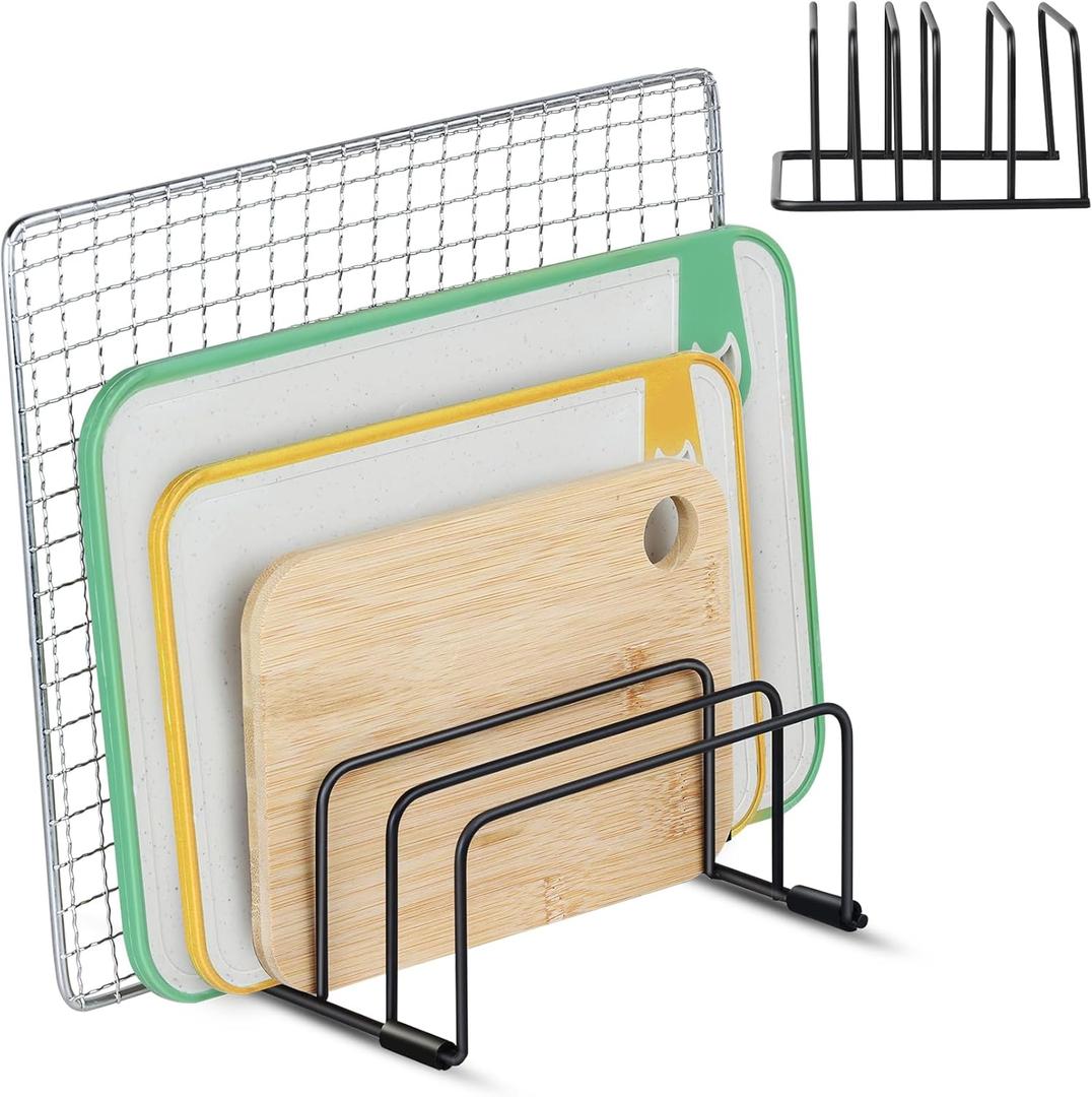 Foleto Cutting Board Organizer, 2-Pack Cutting Board Stand for Kitchen Baking Pans, Cookie Sheet, Baking Sheet Organizer With 5 Slots for Baking Sheet (7.1 X 5.5 X 2.76 in)