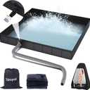 Portable Shower Pan, Foldable Shower Base & Basin Floor with Detachable Drain Pipe, for RV, Outdoor, Indoor Shower Stall Enclosures (Black)