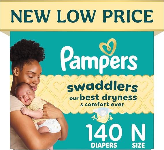Pampers Baby Diapers - Swaddlers - Size N, 104 Count, Ultra Absorbent Disposable Infant Diaper