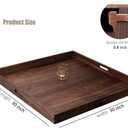 30 x 30 Inches Extra Large Square Black Walnut Wood Ottoman Tray with Handles, Serve Tea, Coffee Classic 2.5 Feet Wooden Decorative Serving Tray
