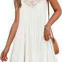 ZESICA Women's 2025 Summer Halter Chiffon Mini Dresses Sleeveless Hollow Out A Line Flowy Ruffle Beach Vacation Sundress (White, XL)