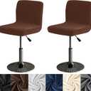 HFCNMY Bar Stool Covers with Backs,2 Pack Stretch Velvet Bar Stool Covers Bar Chair Covers Barstool Seat Cover Washable High Chair Cover with Elastic Bands Coffee (Coffee)