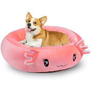 26" Pink Axolotl Pet Bed, Calming Dog & Cat Plush Bed, Fulffy Comfy Padded Cat Mat Plush Pet Bed, Non-Slip Bottom, Soft Washable Sleeping Dog Cot for Medium Small Dogs Cat Puppy Kitty