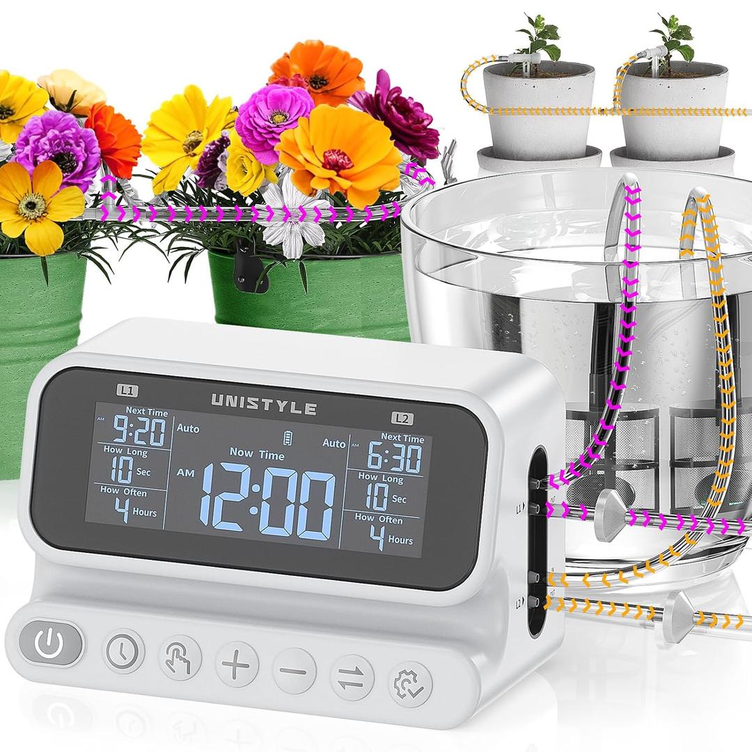 [All-New 2027] 2 Zone Automatic Plant Waterer for Indoor, Unistyle Plant Watering Devices for Potted Plants, Drip Irrigation System with Programmable, Covers up to 30 plants