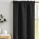 Black Small Window Tier Curtains - Thermal Insulated Tier curtain set Blackout Rod Pocket Valance Curtains Drapes Tier Curtain and Valance 30x35, Black