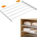 VanlonPro Expandable Closet Shelf Wall-Mounted Metal Storage Rack Adjustable Closet Rod DIY Divider Separator Space Saving for Cabinet Wardrobe Cupboard Kitchen Pantry Cupboard, 17.2-27.7 Inches