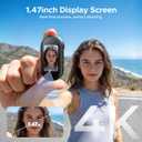 4K Mini Body Camera with 64GB Card, 1.47" Display Wearable POV Camera, Action Camera with Magnetic Mount, One-Button Recording Portable Camcorder, WiFi App Control for Vlogging Travel Security