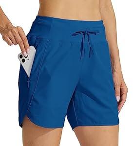 Willit Women's 5" Athletic Running Shorts Quick Dry Workout Hiking Shorts High Waisted Active Shorts Zipper Pocket, XXL