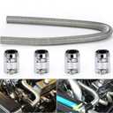 Universal 48-inch Flexible Radiator Hose Kit with 1-3/4", 1-1/2", 1-1/4" Chrome Caps Stainless Steel HTRACING (silver)