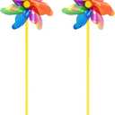 M METERXITY 2-Pack Rainbow Pinwheels, 19.7 Inch Plastic Wind Spinners Outdoor Flower Windmill for Party Decorations/Yard/Garden, Toy Wind Spinners [Colorful]