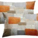 Emvency Set of 2 Orange Beige and Grey Throw Pillow Covers Modern Abstract Painting Decorative Pillow Cases Home Decor Standard Rectangle 12x20 Inches Pillowcases