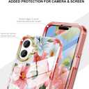 Cute Flower Case for iPhone 16 6.1 inch Built with Screen tector, Lightweight and Stylish Full Body Shockof tective Rugged TPU Case for Women/Girls
