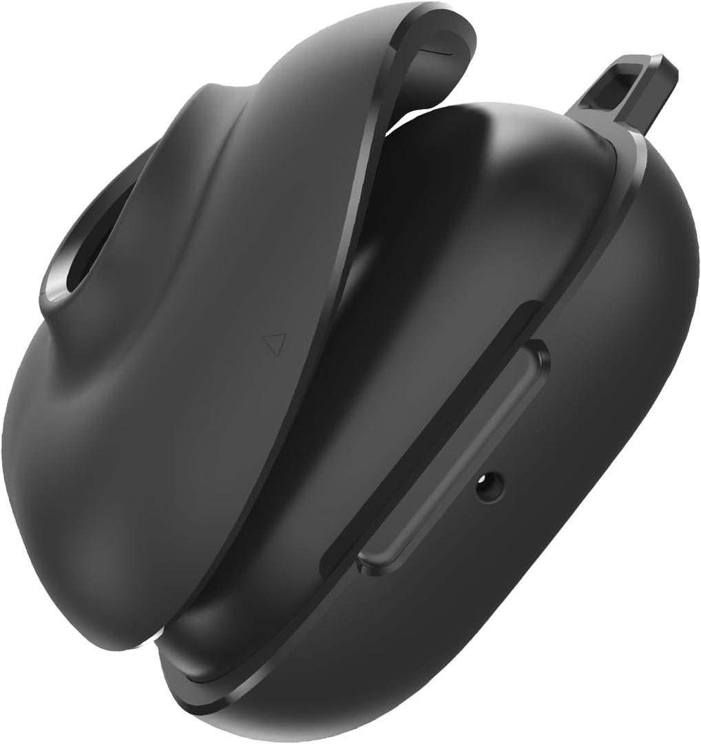 TUDIA TPU Case Compatible with Powerbeats Pro 2 (2025) [Case Only] with AirTag Holder, 2-in-1 Protective Cover with Magnetic Lid Lock and Carabiner, Shockproof Bumper Shell for Earbuds - Black