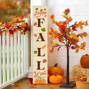 Happy Fall Sign Autumn Front Door Hanging Decor Welcome Sign Wooden Vertical Indoor Outdoor Standing Sign For Garden Home Yard Farmhouse Porch 47.2 x 7.8 Inch (Easter)