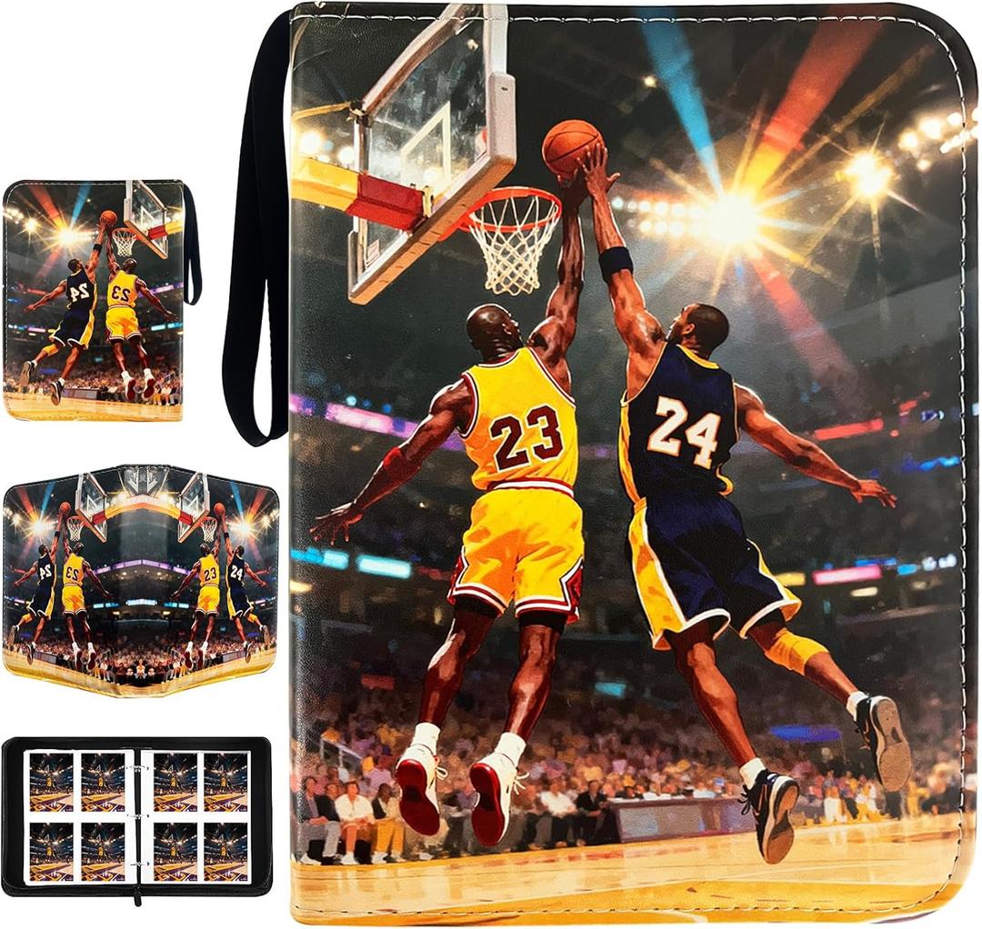 Basketball Cards Binder 400 Pockets,Trading Cards Holder Card Collectors Album,Trading Card Binder 4 Pocket with 50 Removable Sleeves