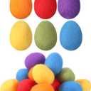 Moukeren 18 Pcs Felted Easter Eggs Decor, Wool Felt Pastel Eggs, 2.4 in Tall Rainbow Color for Spring Crafts Tree Hanging Ornaments Party Decor