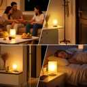 Battery Operated Lamp, Cordless Table Lamp with Timer, Desk Bedside Lamps with LED Warm Light, Glass Small Table Lamp for Bedroom, Bathroom, Living Room, Home Decor - Matte Amber