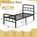 EMODA 16 Inch Twin Size Bed Frames with Headboard and Footboard, Heavy Duty Metal Slats Support Twin Platform, No Box Spring Needed, Easy Assembly