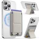 GONEZ for MagSafe Wallet with Stand, Stronger Magnetic Card Holder for iPhone 17/16/15/14/13/12 Series, Premium Leather Phone Wallet with RFID Blocking, 1 Slot, Fit 5 Cards, Stone