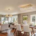 Siljoy 10-Light Modern Crystal Chandelier, Luxury Gold Rectangular Flush Mount Ceiling Light, Large Rectangle Raindrop Chandelier for Living Dining Room Kitchen Island Bar L47'' x W10'' x H10''
