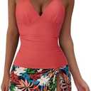 SUUKSESS Women Tummy Control Tankini Swimsuit Sexy Halter Bathing Suit 2 Piece M
