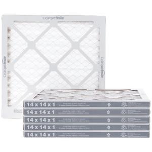 Amazon Basics 14x14x1 Air Filter, MERV 8 AC Furnace Filters, Allergy Control, Electrostatic, Air Cleaning, 6-Pack (Actual Size: 13.75" x 13.75" x 0.75")