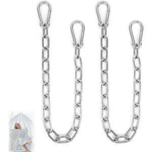 2 Pack 1/5 Inch Heavy Duty Chains, 30 Inch Swing Extension Chain with Carabiners, Adjustable 440LB Metal Hanging Chain for Indoor Outdoor Porch Swing Hammock Chair Punching Bags Gym Machines