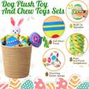 10 Pcs Easter Dog Toys with Squeaker, Includes 4 Plush Bone 2 Rope Toys for Dogs 2 Easter Egg 1 Plush Bunny & Chick for Puppy/Small/Medium/Large Breeds Holiday Pet Gift