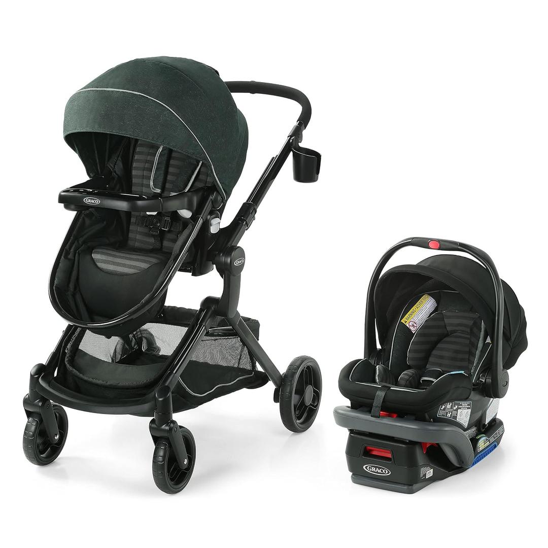 Graco® Modes Nest DLX Travel System, 3-in1 Modular Baby Carseat Stroller Combo, Adjustable Slide2Me Infant Car Seat Carrier, Pramette, to Toddler Stroller, Includes SnugRide DLX Infant Car Seat, Raven manufacturing date 11/18/2022