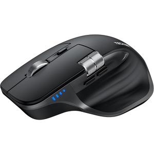 TECKNET Wireless Mouse, Bluetooth Mouse (BT5.3/5.0 & 2.4G) Rechargeable Ergonomic Optical Mouse with 6 Adjustable DPI, Side Scroll, Quiet Clicks, USB A Receiver, 7 Buttons, Wide Compatibility - Black