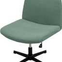LiveGo Armless Chair Slipcover - Modern Knitted Jacquard Office Desk & Accent Chair Cover (Pine Green)