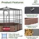 Kingsyard Squirrel Proof Platform Bird Feeders for Outdoor Hanging, 10" Wide Metal Caged Bird Feeder for Small Wildbirds Finches, Recycled Plastic Feeding Platform with Metal Seed Tray, Brown