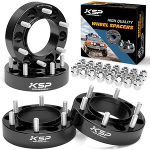 KSP 6X5.5 Wheel Spacers Fit for Tacoma 4runner, 1.5 inches Forged Hub Centric Adapters Kits with Extended Open Lug Nuts fit 6 Lug Wheels Without Locking hub, Package of 4 (Black 6061 T6 Aluminum)