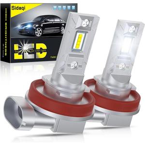Sidaqi H8 H11 LED Fog Light Bulbs 6000K White Ultra Bright 6000LM 8-SMD 3570Chips H11 H8 H16 (Japan Vehicles) LED Fog Lights Daytime Running Lights DRL for Cars Trucks 12V Plug and Play