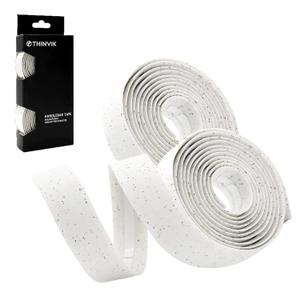 Thinvik EVA Cork Bike Handlebar Tape Environmental Bicycle Bar Tape, Anti-Slip Cycling Handle Wraps, Sweat-Absorbent Bicycle Handle Bar Tape Comfortable Grip for Road Bike Cycling-2 Rolls (White)