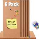 6 Pack Cork Bulletin Board 17"x8" - 1/2" Thick Cork Board Tiles,Self-Adhesive Frameless Cork Tiles Wall Decor with 50 PCS Pushpins