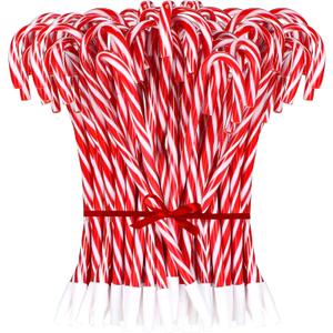 Meanplan 100 Pieces Candy Cane Pen Christmas Snowman Pen Umbrella Cane Ballpoint Pen with Black Ink for Christmas Classroom Gifts Stationery Supplies (Novel Style) (White)